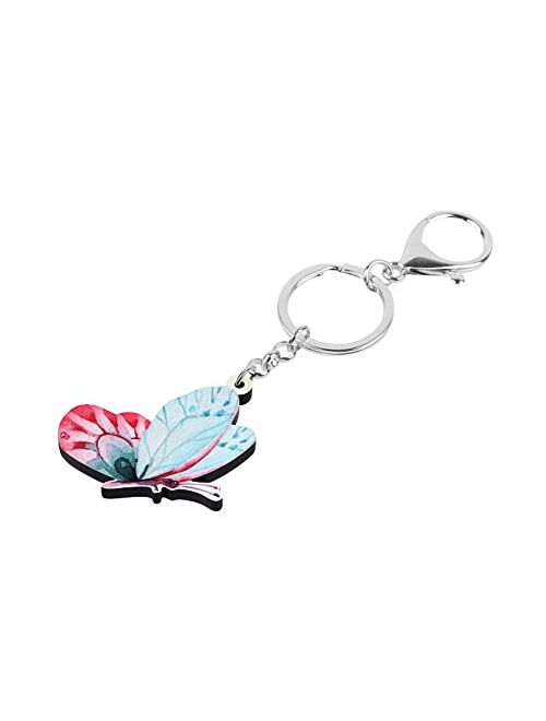 Naislu Acrylic Cute Floral Butterfly Keychains Keyring Long Insect Animal Key Chain Jewelry Gift for Women Girls Kid Gift