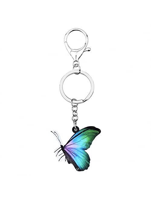 Naislu Acrylic Morpho Butterfly Keychains Insect Animal Keyring Jewelry for Women Gifts Bag Car Decoration