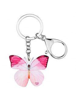 Naislu Acrylic Morpho Butterfly Insect Keychain Long Printing Animal Keyring Women Spring Handbag Car Jewelry Accessories