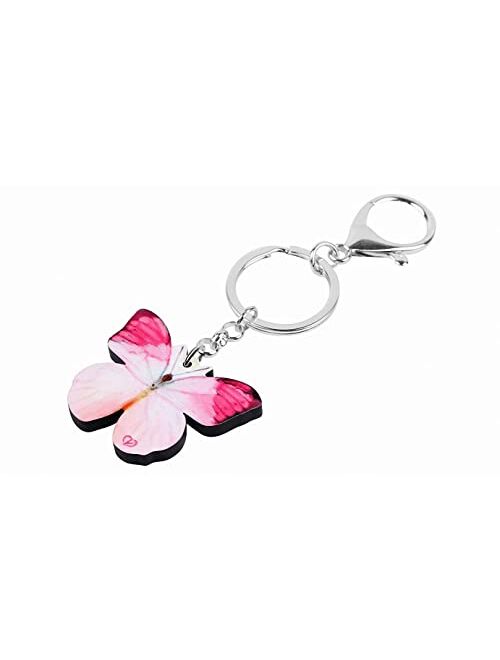 Naislu Acrylic Morpho Butterfly Insect Keychain Long Printing Animal Keyring Women Spring Handbag Car Jewelry Accessories