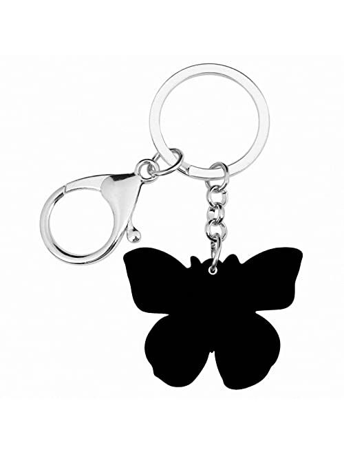 Naislu Acrylic Morpho Butterfly Insect Keychain Long Printing Animal Keyring Women Spring Handbag Car Jewelry Accessories