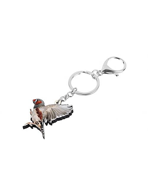Naislu Acrylic Flying Grass Finch Keychains Big Long Bird Animal Keyring Jewelry for Women Men Kid Gift Bag Decoration