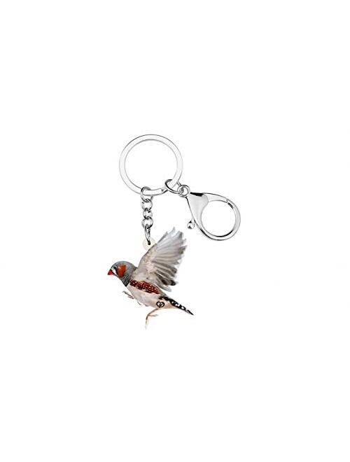Naislu Acrylic Flying Grass Finch Keychains Big Long Bird Animal Keyring Jewelry for Women Men Kid Gift Bag Decoration
