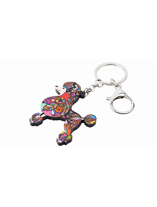 Naislu Acrylic Poodles Dog Key Chain Keychains Ring Unique Animal Jewelry for Women Girls Pet Lovers Gift Car Handbag Charms