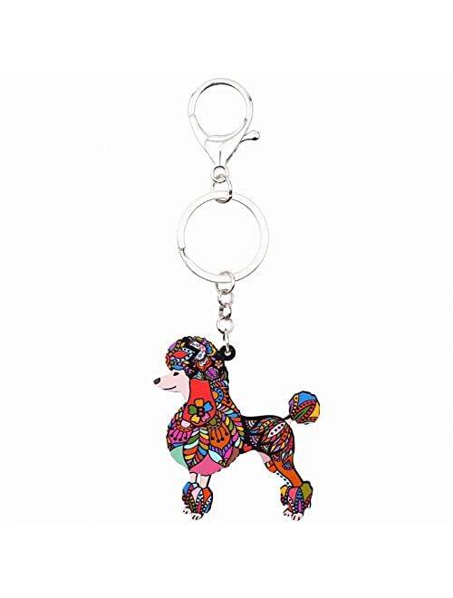 Naislu Acrylic Poodles Dog Key Chain Keychains Ring Unique Animal Jewelry for Women Girls Pet Lovers Gift Car Handbag Charms