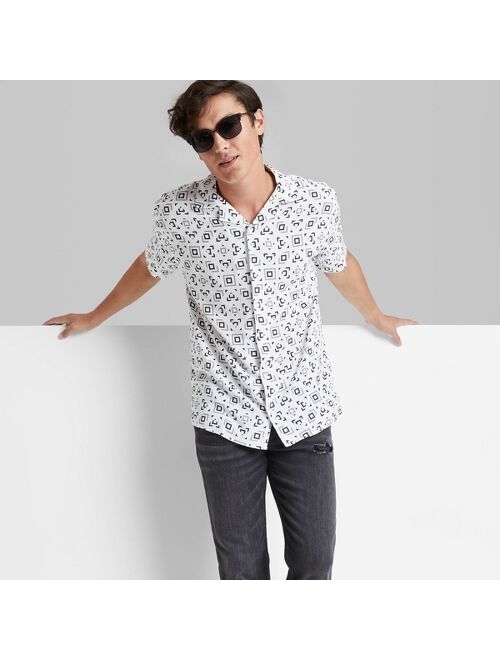 Men's Printed Standard Fit Short Sleeve Button-Down Shirt - Original Use™ White/Shapes