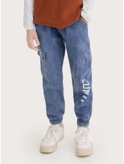 Boys Letter Graphic Cargo Jeans