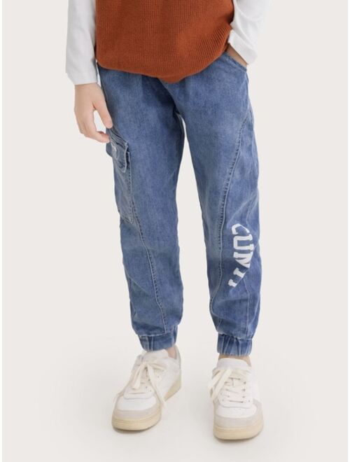 Shein Boys Letter Graphic Cargo Jeans