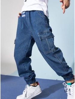 Boys Letter Graphic Pocket Side Jeans