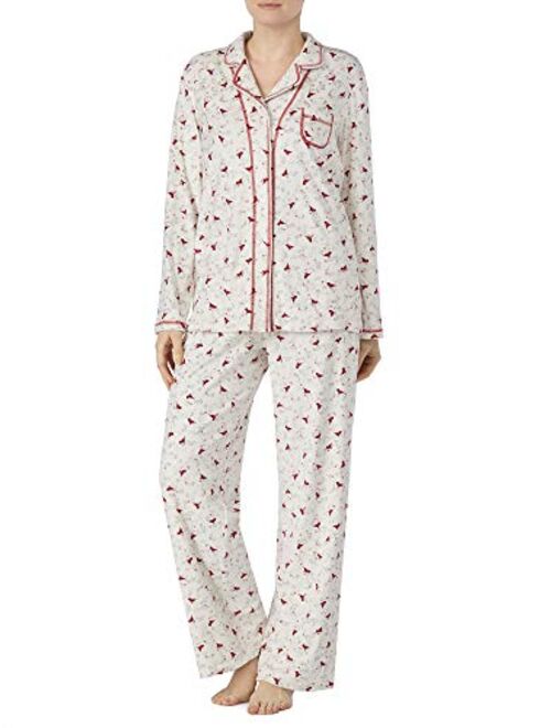 Secret Treasures Cardinals Winter White 2 Piece Notch Collar Long Sleeve Pajama Sleep Set