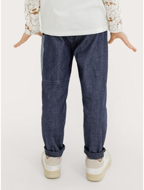 Shein Boys Striped Button Detail Jeans