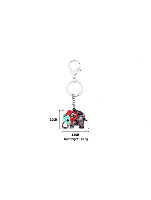 Naislu Acrylic Floral Cartoon Jungle Elephant Key Chain Keychains Rings Cute Animal Jewelry for Women Girls Teens Bag Car