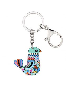 Naislu Acrylic Bird Key Chain Keychains Rings Unique Novelty Animal Jewelry Gift for Women Girls Purse Handbag Car Pendant Party
