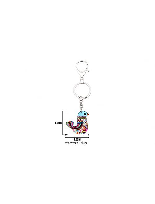 Naislu Acrylic Bird Key Chain Keychains Rings Unique Novelty Animal Jewelry Gift for Women Girls Purse Handbag Car Pendant Party