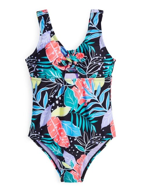 Breaking Waves Big Girls Vintage Pop Tropical-Print Swimsuit