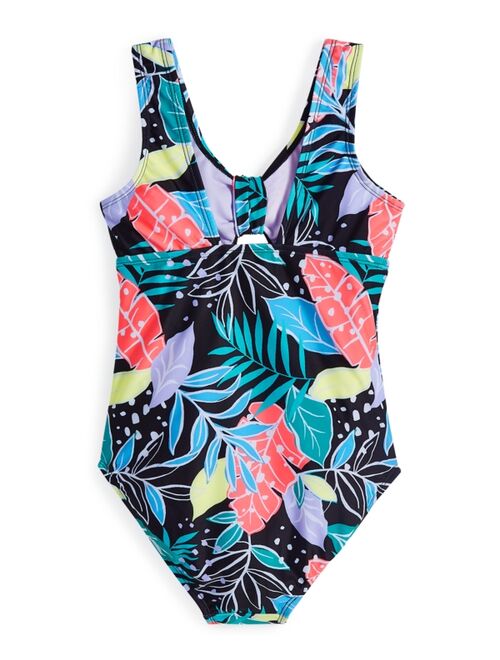 Breaking Waves Big Girls Vintage Pop Tropical-Print Swimsuit