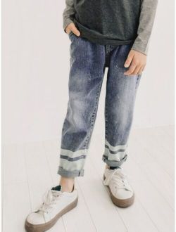 Boys Striped Pocket Detail Mom Fit Jeans