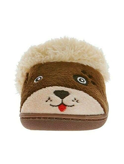 Wonder Nation Kids Slippers Fuzzy Brown Bear Toddler/Little Boys/Girls - Indoor/Outdoor Warm Cozy Comfy Plush Slip-on Slippers with Hard Sole for Winter