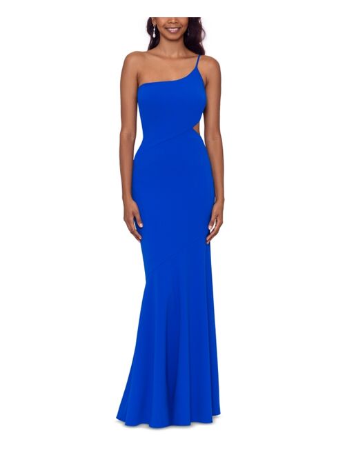 Betsy & Adam One-Shoulder Cutout Gown