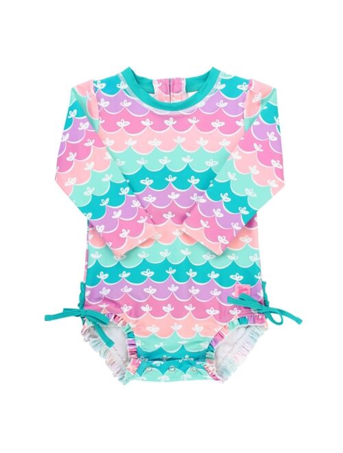 RuffleButts Baby Girls 1-Piece Rash Guard Swimsuit