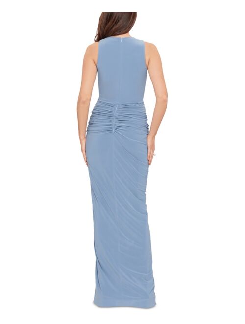 Betsy & Adam Petite Front-Slit Evening Gown