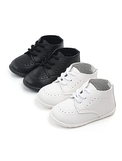 Miamooi Infant Baby Boys Girls Loafers Classic PU Leather Wedding Dress Shoes Toddler Brogue Formal Flat Lazy Crib Oxford First Walking Christening Shoe