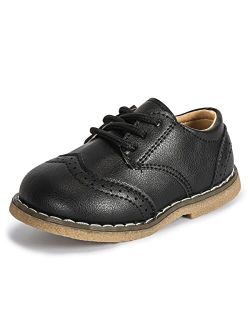 UBELLA Toddler Boys Girls Breathable Hollow Leather Lace Up Flats Oxfords Dress Shoes
