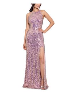 Sequinned Tie-Back Gown