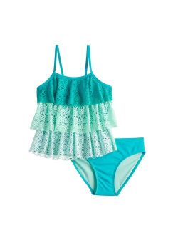 Girls 4-18 SO® Tiered Crocheted Top Tankini Swimsuit in Regular & Plus Size