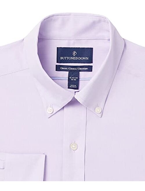 Buttoned Down Men's Standard Classic Fit Button Collar Solid Non-Iron Dress Shirt with No Pocket