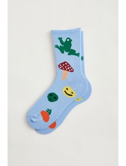 Coney Island Picnic Frog Friends Crew Sock