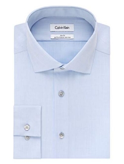 Men's Dress Shirt Slim Fit Non Iron Herringbone Spread Collar