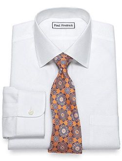 Paul Fredrick Men's Slim Fit Non-Iron Cotton Twill Spread Collar Dress Shirt