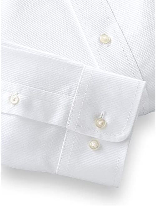 Paul Fredrick Men's Slim Fit Non-Iron Cotton Twill Spread Collar Dress Shirt