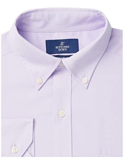Buttoned Down Men's Tailored-fit Button-Collar Pinpoint Non-Iron Dress Shirt with Pocket