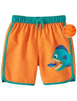 Toddler Boys Piranha on Orange Sherbert Swim Short Trunk
