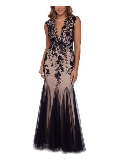 Embroidered-Mesh Gown