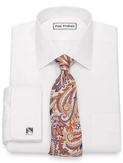 Paul Fredrick Men's Slim Fit Non-Iron Cotton Solid Spread Collar Dress Shirt