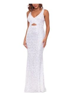 V-Neck Cutout-Detail Sequinned Gown