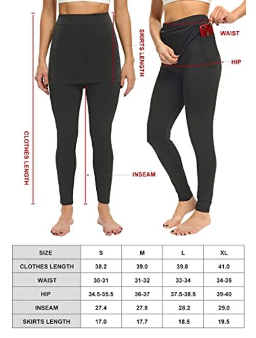 Rosyline Womens Workout Tight Skirted Leggings for Women Legging Skorts Yoga Pants with Pocket