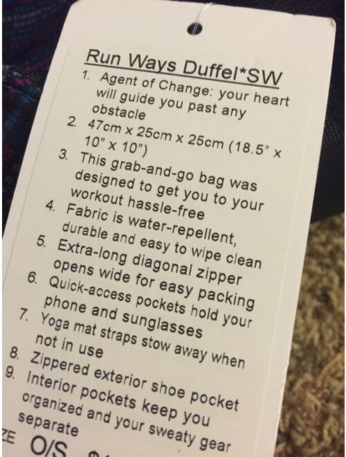 Lululemon Seawheeze 2016 Run Ways Duffel Bag Arpt Read Intl Ship