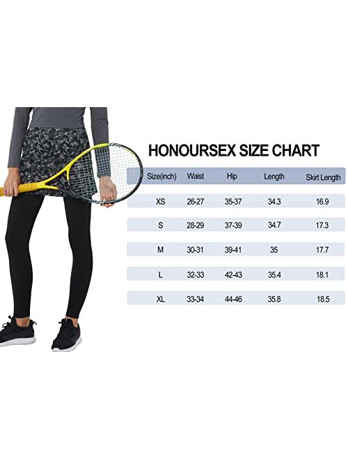 HonourSex Fleece Lined Leggings with Skirt Tennis Skirts with Long Leggings Attached Hiking Skirt with Leggings