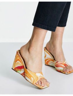 Rhyme wedge mule in orange marble For Women