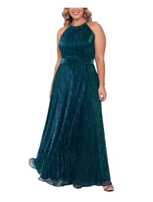 Betsy & Adam Plus Size Textured Gown