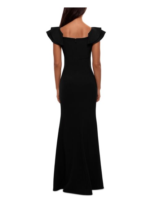 Betsy & Adam Petite Ruffled-Sleeve Gown