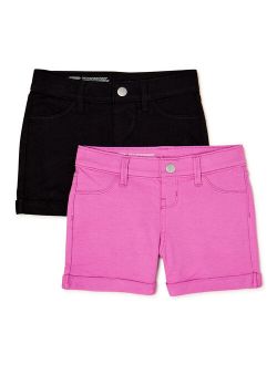 Girls French Terry Shorts, 2-Pack, Sizes 4-18 & Plus