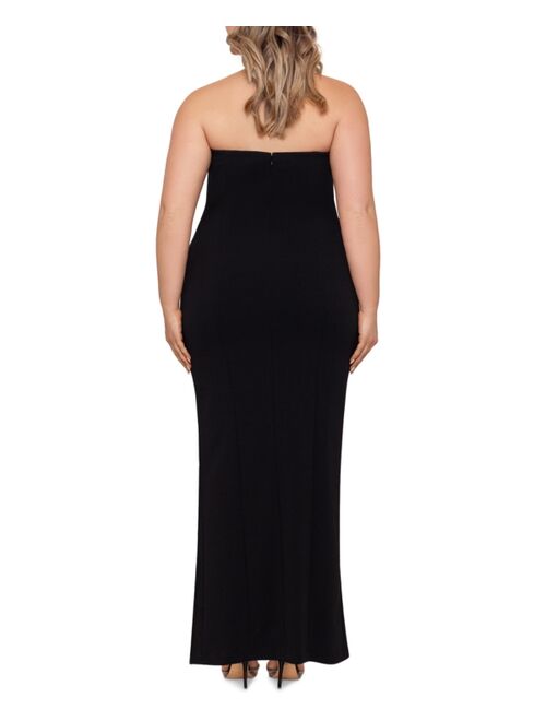 Betsy & Adam Plus Size Strapless Gown