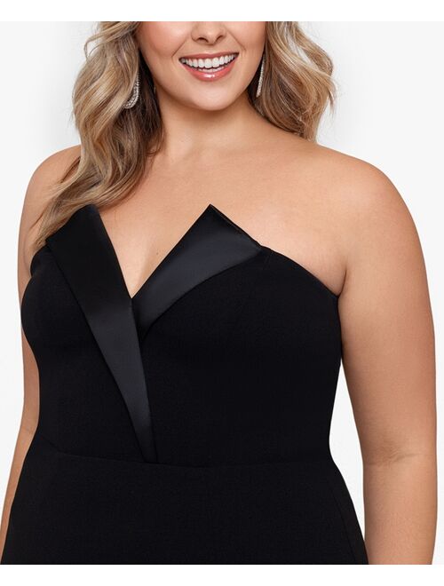Betsy & Adam Plus Size Strapless Gown