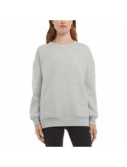 Ladies' Oversized Crewneck Pullover with Pocket