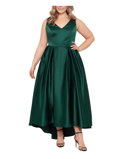 Betsy & Adam Plus Size High-Low Fit & Flare Dress